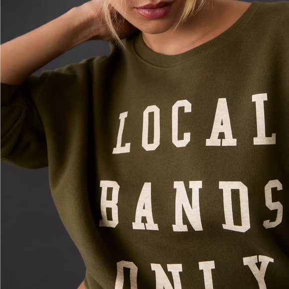 Pilcro Local Bands Only Olive Green Sweatshirt size small - Picture 3 of 5
